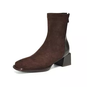 Krazing Pot Flock Осенне-зимняя обувь Ботинки Челси с квадратным носком, сохраняющие тепло, эластичные ботинки на молнии 34 чёрный