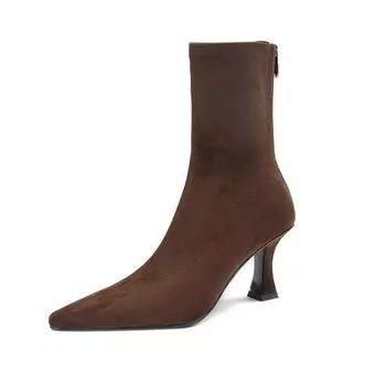 Krazing Pot Flock остроносые зимние туфли на шпильках с высоким каблуком современные короткие женские сапоги современная мода эластичные ботильоны 34 чёрный