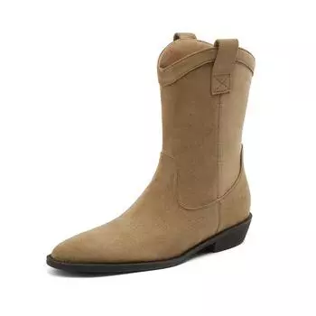 Krazing Pot Flock Зимние толстые низкие каблуки лаконичный стиль вестерн сапоги женские размер 42 уличная одежда эластичные ботильоны 34 чёрный