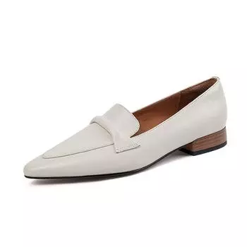 Krazing Pot из коровьей кожи, весенние туфли на низком каблуке с острым носком, броги без шнуровки, большой размер 43, однотонные женские туфли-лодочки для отдыха 34 слоновая кость