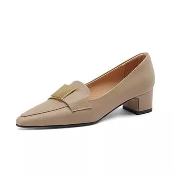 Krazing Pot из овечьей кожи, весенние туфли на толстом среднем каблуке с круглым носком, однотонные женские туфли-лодочки 34 чёрный