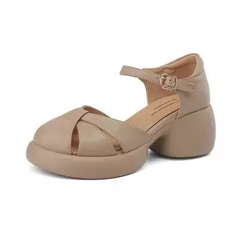 Элегантные осенние туфли Krazing Pot Sheepskin с круглым носком и средним каблуком, летние женские туфли-лодочки с неглубокой подошвой и ажурным декором 34 слоновая кость