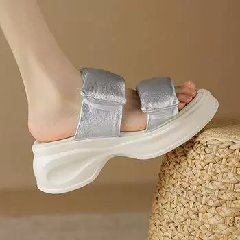 Krazing Pot Летние туфли без шнуровки на толстом высоком каблуке и платформе с открытым носком из овечьей кожи, повседневные непромокаемые женские сандалии без шнуровки