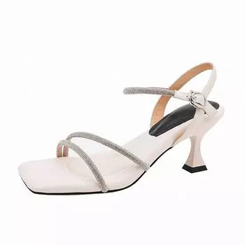 Krazing Pot Летняя обувь из цельнозерновой кожи с открытым носком на шпильке и высоким каблуком, украшенная кристаллами и бисером, размер 44, размер 43, женские роскошные сандалии 34 абрикосовый