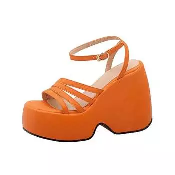 Krazing Pot, летняя обувь из искусственной кожи на платформе с пряжкой и ремешками, летняя обувь на очень высоком каблуке с открытым носком, модные женские сандалии на каждый день 34 бежевый