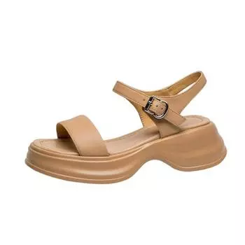 Krazing Pot Летняя обувь из овчины с открытым носком на толстом высоком каблуке, повседневные женские сандалии на платформе с пряжкой и ремешками 34 серебряный