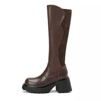 Krazing Pot Осенне-зимняя обувь из микрофибры, супер размер, современные ботинки с квадратным носком, сохраняющие тепло, на молнии, размер 43, высокие сапоги до бедра 34 чёрный