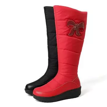 Krazing Pot Microfiber Down Fiber Tarpaulin Autumn Winter Shoes Med Heels Size 44 Super Size Snow Boots Round Toe Keep Warm Thigh High Boots 35 чёрный