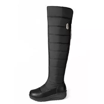 Krazing Pot Microfiber Down Fiber Tarpaulin Winter Shoes Med Heels Size 44 Wedges Super Size Snow Boots Keep Warm Over-the-knee Boots 35 чёрный
