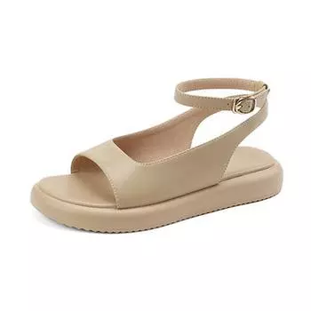 Krazing Pot Летние женские босоножки для отдыха на плоской платформе с открытым носком и пряжкой на щиколотке из микрофибры 34 слоновая кость