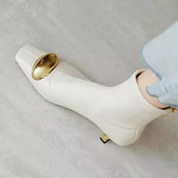 Krazing Pot Microfiber Square Toe Winter Strange Style Med Heels ... 34 чёрный