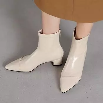 Krazing Pot Модные зимние ботинки из микрофибры с острым носком на среднем каблуке, женские, на молнии, лаконичные, элегантные, женские ботильоны 34 чёрный