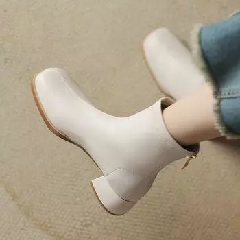 Krazing Pot Микрофибра Осенне-зимняя обувь Большие размеры Ботинки Челси Средний каблук Круглый носок Теплые ботильоны с молнией сзади Размер 43 34 чёрный