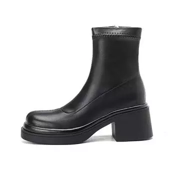 Krazing Pot Микрофибра Осенне-зимняя обувь Ботинки Челси с круглым носком Сохраняют тепло Ботильоны с толстой подошвой на молнии 34 чёрный