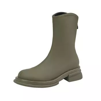 Krazing Pot Микрофибра Осенне-зимняя обувь Толстые каблуки среднего размера Мотоциклетные ботинки с круглым носком в европейском стиле Теплые ботильоны 34 чёрный