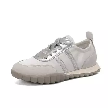 Krazing Pot микрофибра весна осень лето кроссовки плоская платформа шнуровка серебристый цвет женская повседневная обувь 35 абрикосовый