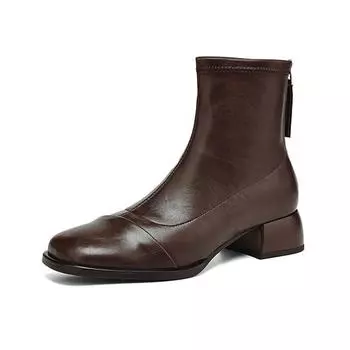 Krazing Pot Микрофибра Зимние Круглые Носки Толстые Каблуки Ботинки Челси Размер 43 Женские Ретро Элегантные Женские Ботильоны На Молнии 34 чёрный