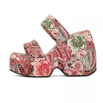 Krazing Pot Модные мюли из полиуретана, весна-лето, размер 43, размер 42, летние принты, кожа, женские, на платформе, с открытым носком, сандалии без застежек 35 красный