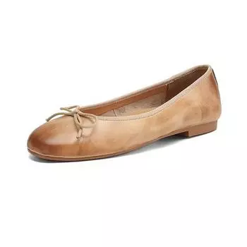 Krazing Pot Модные весенне-осенние туфли из коровьей кожи на плоской подошве с круглым носком и украшениями в виде бабочки на плоской подошве 35 хаки