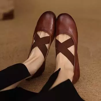 Krazing Pot Модные весенне-осенние туфли из коровьей кожи на плоской подошве с круглым носком для женщин, балетные туфли на плоской подошве 35 чёрный