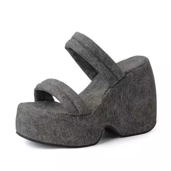 Krazing Pot Мюли из полиуретана, летние, размер 43, женские, на платформе, очень высокие каблуки, женские, с открытым носком, непромокаемые сандалии 35 синий