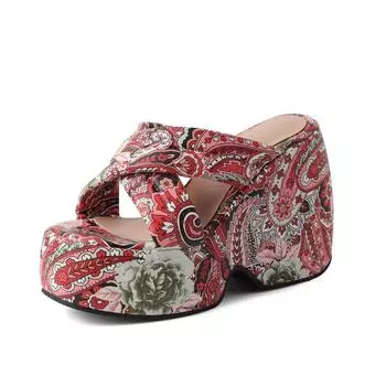 Krazing Pot Мюли Полиуретан Весна Лето Размер 43 Размер 42 Летние принты Женские Платформа Женские сандалии с открытым носком 35 синий