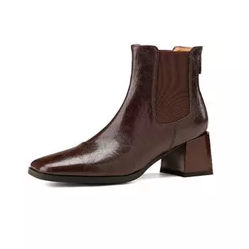 Krazing Pot Натуральная кожа Зимние толстые каблуки Челси Ботинки женские на молнии Ботильоны 34 чёрный