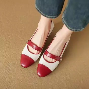 Krazing Pot Обувь из овечьей кожи с круглым носком на толстом среднем каблуке, разноцветная весенне-летняя обувь, женские туфли Мэри Джейн с металлическими цветами и цветами