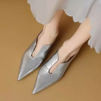 Krazing Pot, осенне-летняя обувь из натуральной кожи с острым носком на низком каблуке, женские кожаные туфли-лодочки без шнуровки с принтом 34 золотой