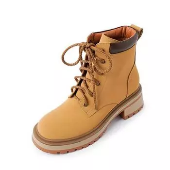 Krazing Pot Осенне-зимняя обувь из коровьей кожи Ковбойские сапоги в стиле вестерн Женские ботильоны на толстом среднем каблуке с круглым носком на шнуровке 34 чёрный