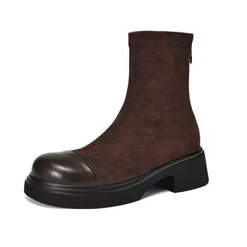 Krazing Pot Осенне-зимняя обувь из микрофибры на платформе большого размера с квадратным носком, сохраняющая тепло, на молнии, размер 44, ботильоны 34 чёрный