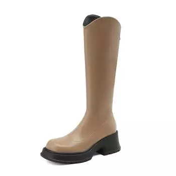 Krazing Pot Осенне-зимняя обувь из микрофибры. Мотоциклетные ботинки с толстой подошвой, закругленный носок, сохраняющие тепло, высокие сапоги на молнии с толстой подошвой 34 чёрный