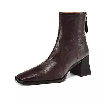 Krazing Pot Овчина Осенне-зимняя обувь Ботинки Челси на толстом каблуке Ботинки с квадратным носком, сохраняющие тепло 34 чёрный