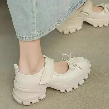 Krazing Pot Овчина весна осень лето кроссовки платформа шнуровка серебристый цвет бабочка-узел толстая подошва женская модная обувь 35 чёрный