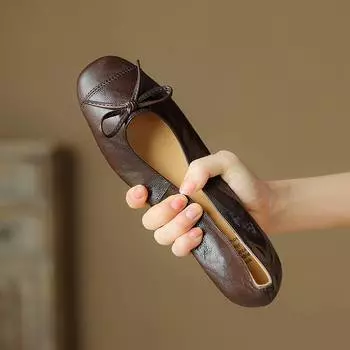 Krazing Pot, овечья кожа, круглый носок, толстый низкий каблук, весна-лето, женские туфли-лодочки Мэри Джейн с узлом-бабочкой, большие размеры 42 34 чёрный