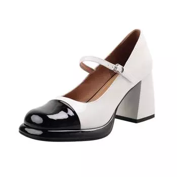 Krazing Pot овечья кожа туфли на высоком толстом высоком каблуке с квадратным носком весна-лето разноцветные туфли женские туфли-лодочки 34 чёрный