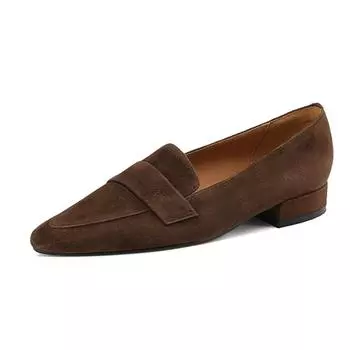Krazing Pot, овечья замша, весенние туфли на низком каблуке с острым носком, лоферы без шнуровки, большие размеры 43, женские туфли-лодочки для отдыха 34 коричневый