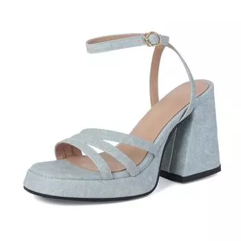 Krazing Pot Полиуретановые летние женские туфли на платформе с очень высоким каблуком, размер 43, женские водонепроницаемые сандалии с открытым носком и ремешками на щиколотке 35 синий