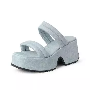 Krazing Pot Полиуретановые мюли весна-лето размер 43 размер 42 женские сандалии на платформе с круглым носком и толстой подошвой 35 baby голубой