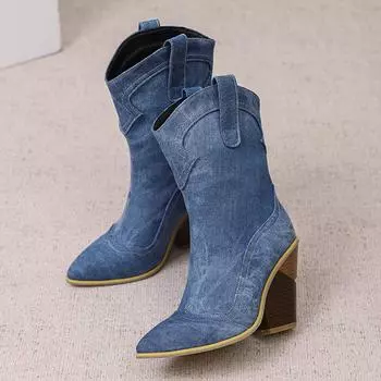 Krazing Pot Полиуретановые осенне-зимние туфли 47 размера 48 большого размера на танкетке с острым носком и металлическими цепочками, сапоги до середины голени 34 чёрный