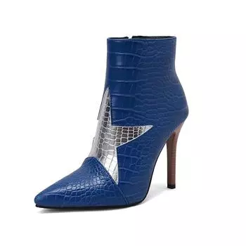 Krazing Pot полиуретановые туфли осень-зима 47 размер 48 супер размер сексуальные ботинки с острым носком ботильоны со звездами 34 чёрный