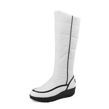 Krazing Pot PU Down Boots Cold-resistant Winter Shoes Med Heels Size 44 Super Size Snow Boots Round Toe Keep Warm Thigh High Boots 35 чёрный