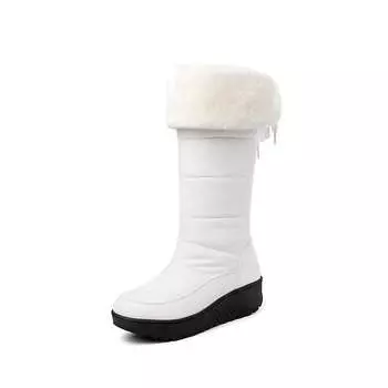 Krazing Pot PU Down Boots Cold-resistant Winter Shoes Med Heels Size 44 Super Size Snow Boots Round Toe Keep Warm Thigh High Boots 35 чёрный