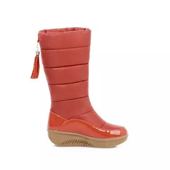 Krazing Pot PU Down Boots Cold-resistant Winter Shoes Med Heels Size 44 Super Size Snow Boots Zipper Round Toe Keep Warm Mid-calf Boots 35 чёрный