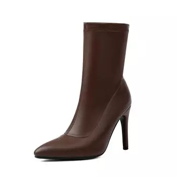 Обувь Krazing Pot PU осень-зима на шпильках с высоким каблуком, суперразмерные ботинки на платформе с острым носком, сохраняющие тепло, ботильоны без застежек 34 золотой