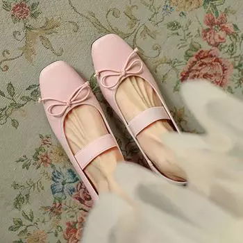 Krazing Pot Sheepskin Fashion Summer Spring Autumn Med Health Slip on Women Butterfly-knot Cozy Square Toe Fairy Shoes Pumps 35 серебряный