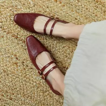 Krazing Pot Sheepskin Fashion Summer Spring Autumn Buckle Straps Women Square Toe Low Heels Pumps 35 чёрный