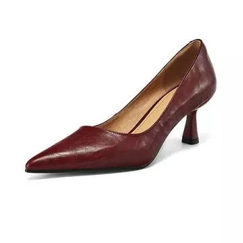 Krazing Pot Туфли из овчины с острым носком и высоким каблуком-шпилькой, осенне-весенняя обувь, простая базовая одежда, женская мода, туфли-лодочки 34 коричневый