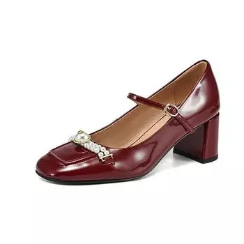 Krazing Pot Туфли-лодочки из овчины с острым носком и средним каблуком. Осенне-летняя обувь. Женские туфли Мэри Джейн с пряжкой. Модные разноцветные туфли-лодочки. 34 чёрный