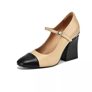 Туфли Krazing Pot Sheepskin Round Toe на очень высоком каблуке, осенне-летняя обувь, женские туфли Mary Janes с пряжкой, разноцветные жемчужные модные туфли 34 белый